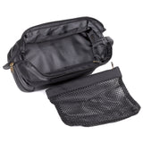 Dopp Super Travel Kit with Bonus Items  | Toiletry Bag with 3 TSA Compliant Refillable Bottles, Nail Kit & Toothbrush Holder - Black Vegan Leather | MaxStrata®