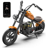 HYPER GOGO Challenger 12 Plus Kids Electric Motorcycle + App – UL2272 Compliant, Smart Ride-On Chopper Bike with RGB Lights, Navigation, Sounds & Smoke Effects