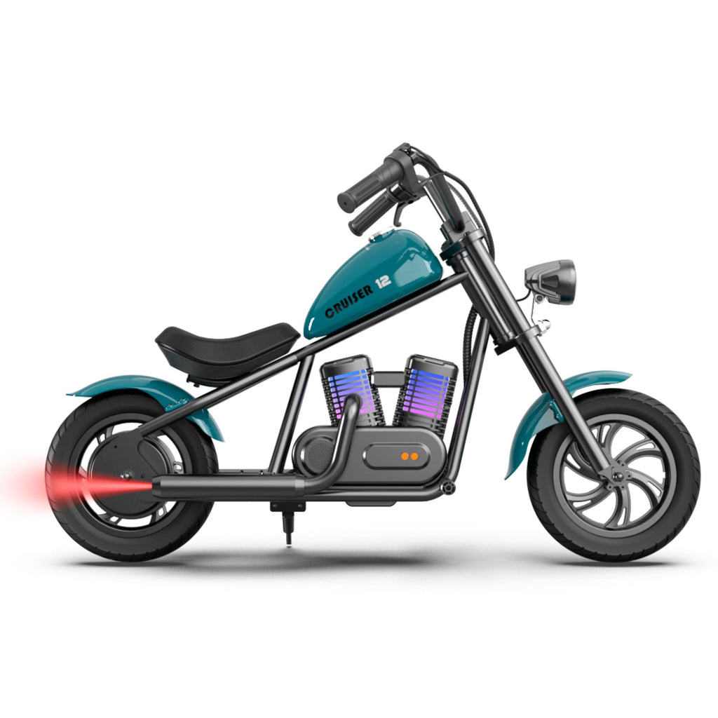 HYPER GOGO Cruiser 12 Plus Kids Electric Motorcycle – UL2272 Compliant, Safe Ride-On Motorbike with Fog, Bluetooth Speakers & RGB Lights
