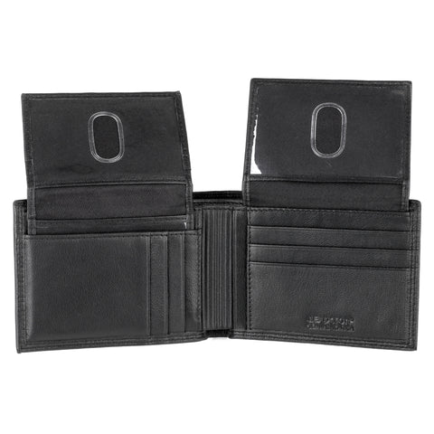J. Buxton Emblem Double ID Billfold Leather Wallet - Black | MaxStrata®