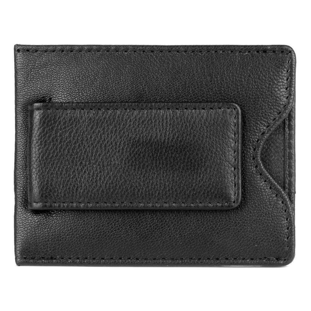J. Buxton Emblem Front Pocket RFID Blocking Magnetic Leather Money Clip - Black | MaxStrata®