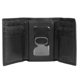 J. Buxton Emblem ID Three-Fold Leather Wallet with Removable Card Case - Black | MaxStrata®
