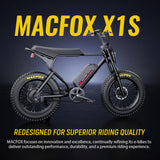 Macfox X1S Fat Tire Electric Commuter Bike | 500W Motor, 25mph, Dual Battery Compatible