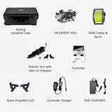 QYSEA FIFISH V6 Expert Underwater ROV Drone with Robotic Arm - M100A Bundle | 100M Tether & Spool + Industrial Case Included+Arm | MaxStrata®