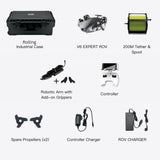 QYSEA FIFISH V6 Expert Underwater ROV Drone with Robotic Arm - M200A Bundle | 200M Tether & Spool + Industrial Case Included+Arm | MaxStrata®