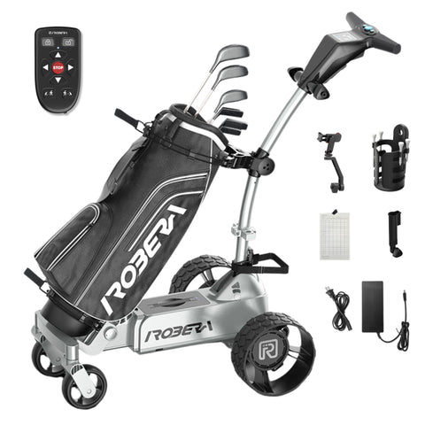 Robera Pro AI Smart Golf Caddy | Electric Follow Cart with Obstacle Avoidance - Silver | MaxStrata®