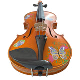 Rozanna’s Violins Butterfly Dream II Bejeweled Violin Outfit with Greco 4/4 | Includes Bow, Rosin, Case & Strings | MaxStrata®