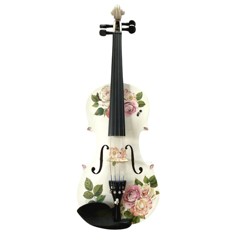 Rozanna’s Violins Rose Delight Violin Outfit with Bejeweled Bow 4/4 | Includes Bow, Rosin, Case & Strings | MaxStrata®