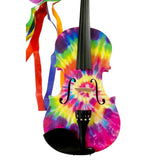 Rozanna’s Violins Tie Dye Violin with Ponytail 4/4 | Includes Bow, Rosin, Case & Strings | MaxStrata®