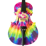 Rozanna’s Violins Tie Dye Violin with Ponytail 3/4 | Includes Bow, Rosin, Case & Strings