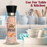 Himalayan Chef Himalayan Pink Salt Coarse, Large Glass Grinder- 13 Oz