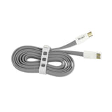 Reiko Flat Micro USB Gold Plated Data Cable 3.9Ft with Cable Tie in Gray | MaxStrata