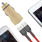 Reiko Dual Port USB Car Charger/ Adapter in Gold (12Pcs) | MaxStrata