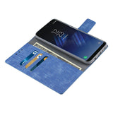 Reiko Samsung S8 Edge/ S8 Plus Denim Wallet Case with Gummy Inner Shell & Kickstand Function in Navy | MaxStrata