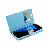 Reiko Samsung Galaxy S7 Edge Diamond Rhinestone Wallet Case in Blue | MaxStrata