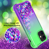 Reiko Shiny Flowing Glitter Liquid Bumper Case for Apple iPhone 12 Mini in Green | MaxStrata