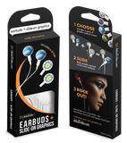 dekaSlides - Earbuds + 2 Pairs Graphics - Tubular Wave & Mandala Flower | MaxStrata