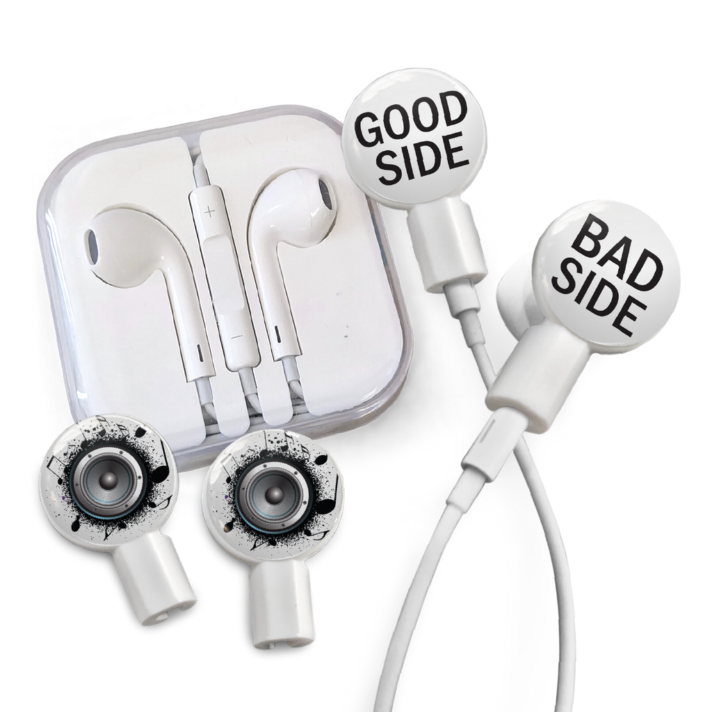 dekaSlides - Earbuds + 2 Pairs Graphics - Good Side/Bad Side & Hear It Loud | MaxStrata