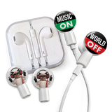 dekaSlides - Earbuds + 2 Pairs Graphics - Music On/World Off & Peace Cat | MaxStrata