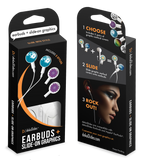 dekaSlides - Earbuds + 2 Pairs Graphics - Music On/World Off & Peace Cat | MaxStrata