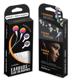 dekaSlides - Earbuds + 2 Pairs Graphics - Music On/World Off & Peace Cat | MaxStrata