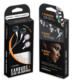 dekaSlides - Earbuds + 2 Pairs Graphics - Peace Sign & Purple Daisy | MaxStrata