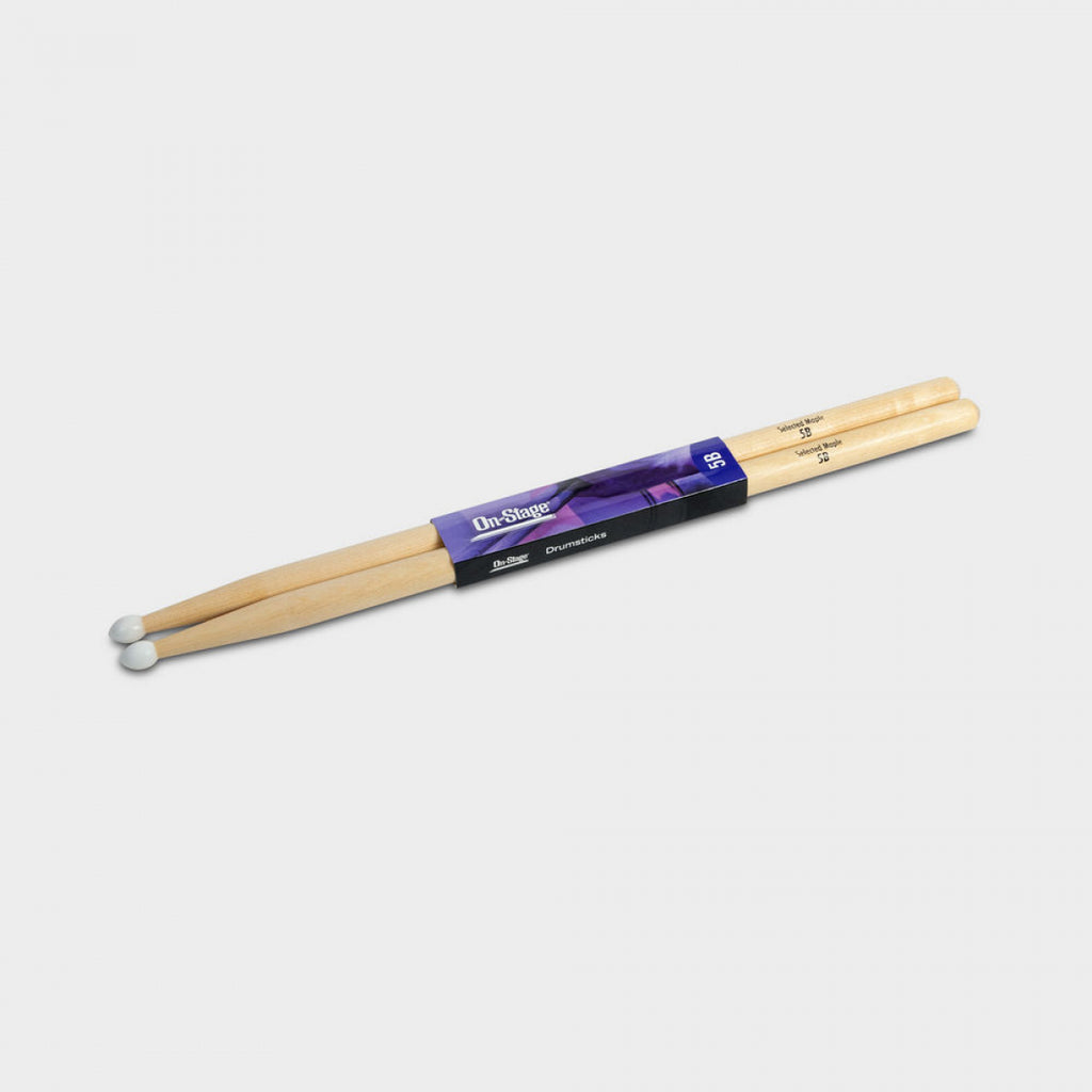 On-Stage Stands Maple Drum Sticks (5B, Nylon Tip, 12pr) (MN5B) | MaxStrata®