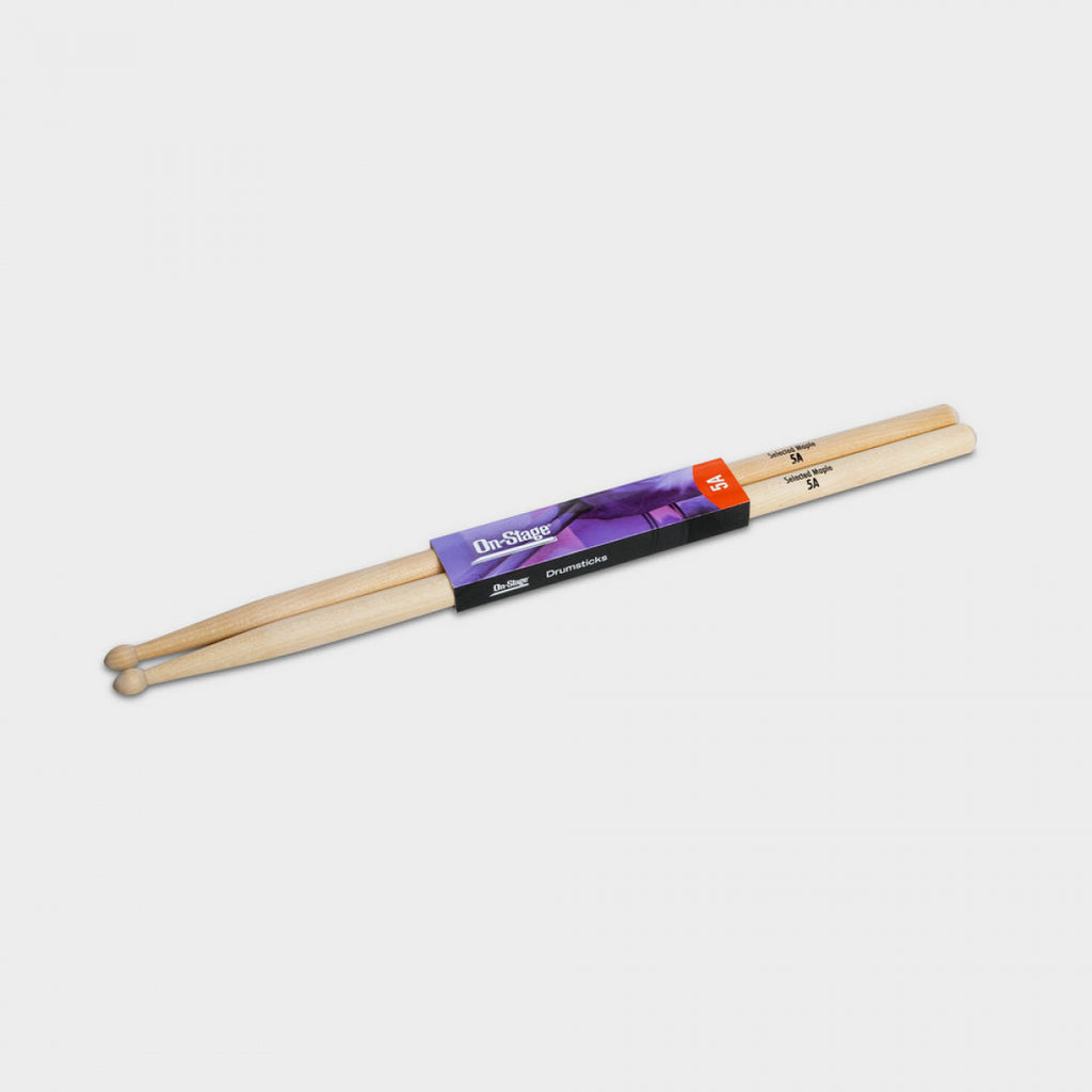 On-Stage Stands Maple Drum Sticks (5A, Wood Tip, 12pr) (MW5A) | MaxStrata®