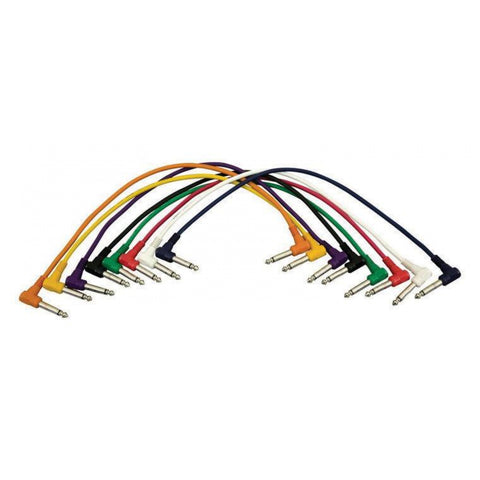 On-Stage Hot Wires Right-Angle 1/4" Patch Cables (Right-Angle QTR-Right-Angle QTR, 8-pack) (PC18-17QTR-R) | MaxStrata®