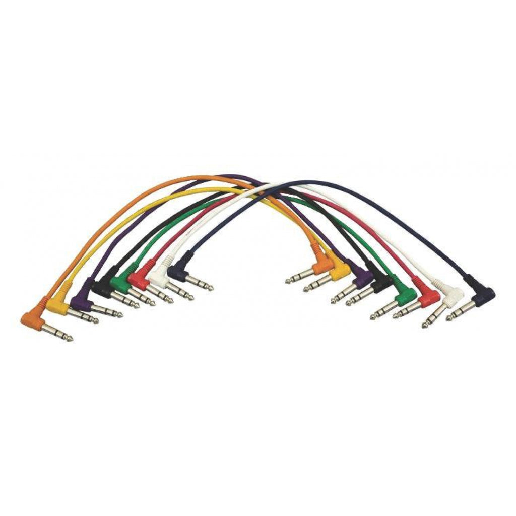 On-Stage Stands Right-Angle Patch Cables (TRS-TRS, 8-pack) (PC18-17TRS-R) | MaxStrata®