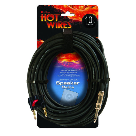On-Stage Hot Wires Speaker Cable (10', Banana-QTR) (SP14-10-BA) | MaxStrata®