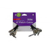 On-Stage Stands 6" Patch Cable w/ Pancake Connectors (Black) - 3 Pack (PC506B-3PK) | MaxStrata®