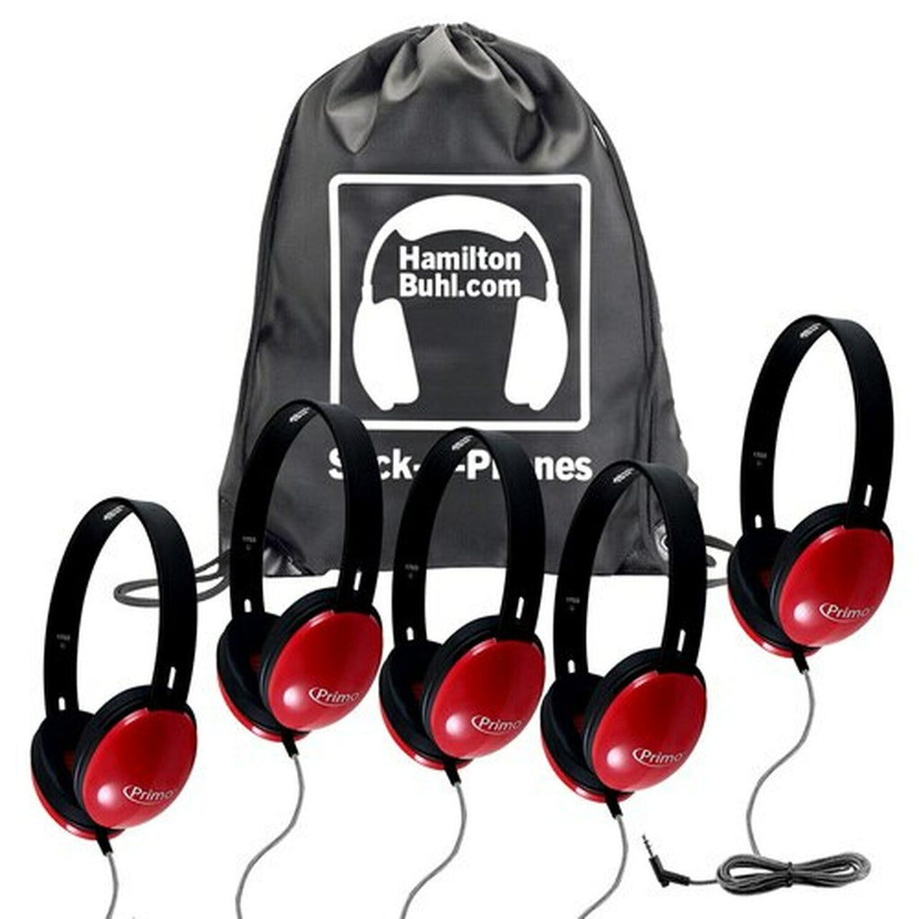 HamiltonBuhl Sack-O-Phones, 5 Red Primo Headphones | MaxStrata®