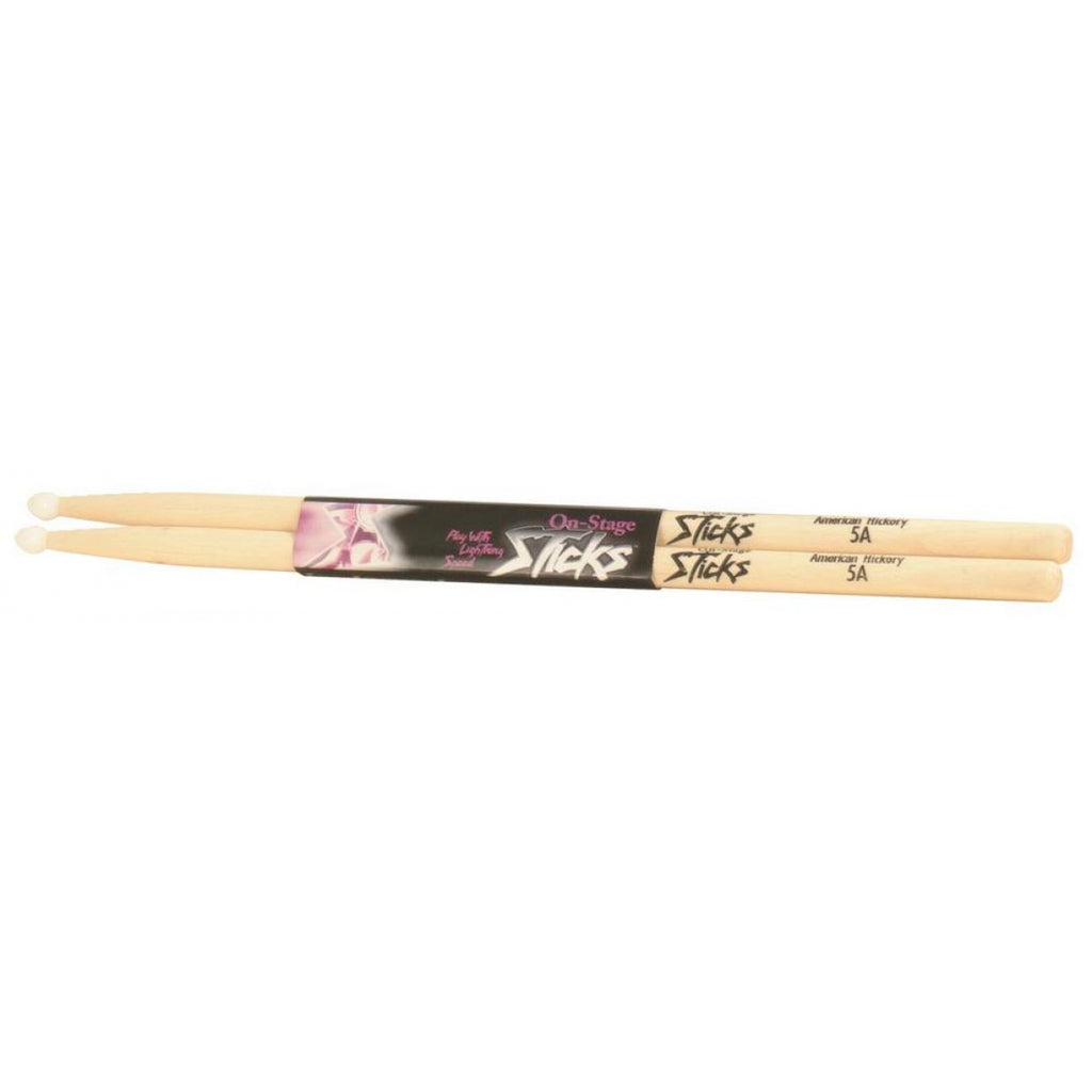 On-Stage Sticks American Hickory Drum Sticks (2B, Nylon Tip, 12pr) (AHN2B) | MaxStrata®