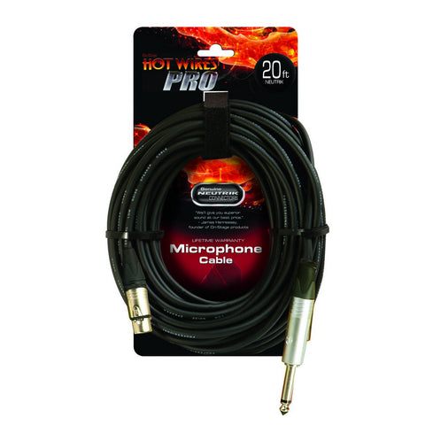 On-Stage Hot Wires Hi-Z Mic Cable with Neutrik Connectors (25' XLR-QTR) (MC-25NN HZ) | MaxStrata®