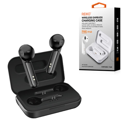 Reiko Tws Wireless Earbuds with Charging Case Macaron Finishing in Black | MaxStrata