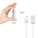 Reiko 12W 2.4A Dual USB Travel Car Charger with 5Ft Charging Cable for 8 Pin in White | MaxStrata