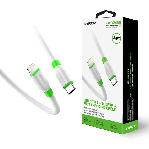 Reiko 4Ft PD Fast Charge USB-C to iPhone Cable White | MaxStrata