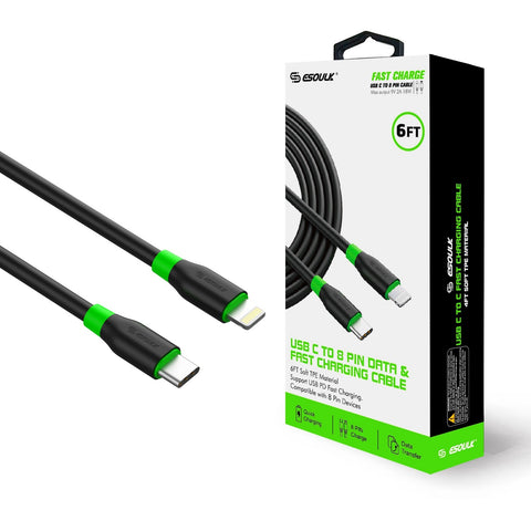 Reiko 6Ft PD Fast Charge USB-C to iPhone Cable Black | MaxStrata