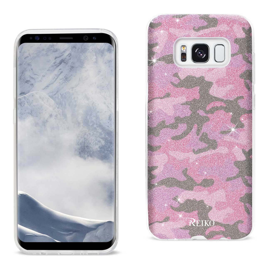 Reiko Samsung Galaxy S8 Edge /S8+ /S8+/ S8 Plus Shine Glitter Shimmer Camouflage Hybrid Case in Hot Pink | MaxStrata