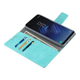 Reiko Samsung Galaxy S8/ SM Denim Wallet Case with Gummy Inner Shell & Kickstand Function in Blue | MaxStrata