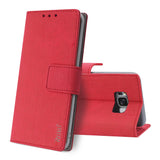 Reiko Samsung Galaxy S8/ SM Denim Wallet Case with Gummy Inner Shell & Kickstand Function in Red | MaxStrata