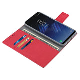 Reiko Samsung Galaxy S8/ SM Denim Wallet Case with Gummy Inner Shell & Kickstand Function in Red | MaxStrata