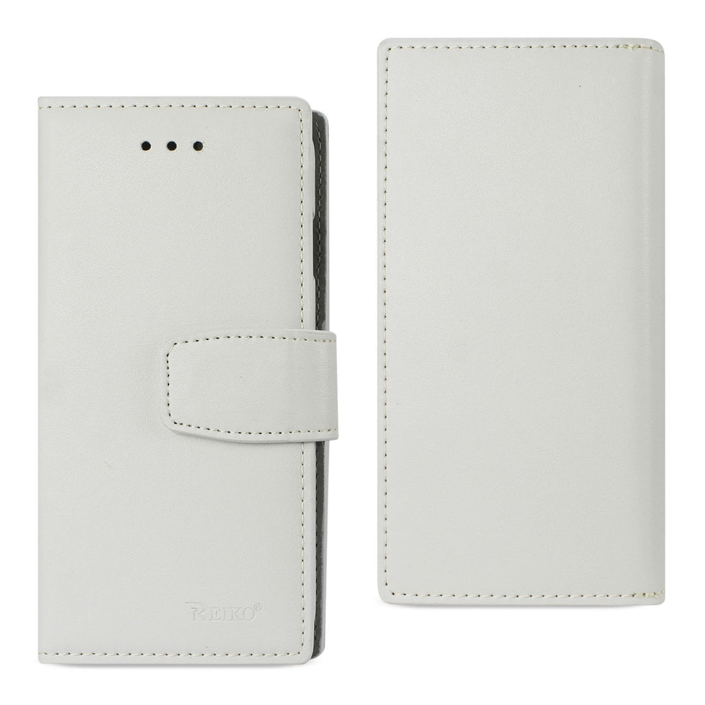 Reiko iPhone 7/8/SE2 Genuine Leather Wallet Case with RFID Card Protection in Ivory | MaxStrata