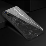 Reiko iPhone X/iPhone XS Hard Glass Design TPU Case with Black Marble | MaxStrata