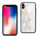 Reiko iPhone X/iPhone XS Hard Glass Design TPU Case with White Marble | MaxStrata