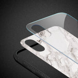Reiko iPhone X/iPhone XS Hard Glass Design TPU Case with White Marble | MaxStrata