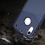 Reiko Apple iPhone XR TPU Leather Feel Case Leather Fit Flexible Slim Premium Case in Blue | MaxStrata