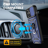 Reiko Kickstand Ring Holder with Slide Camera Cover TPU Shockproof Case & Magnetic Car Mount for Apple iPhone 11 in Blue | MaxStrata