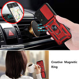 Reiko Kickstand Ring Holder with Slide Camera Cover TPU Shockproof Case & Magnetic Car Mount for Samsung Galaxy A12 5G | MaxStrata